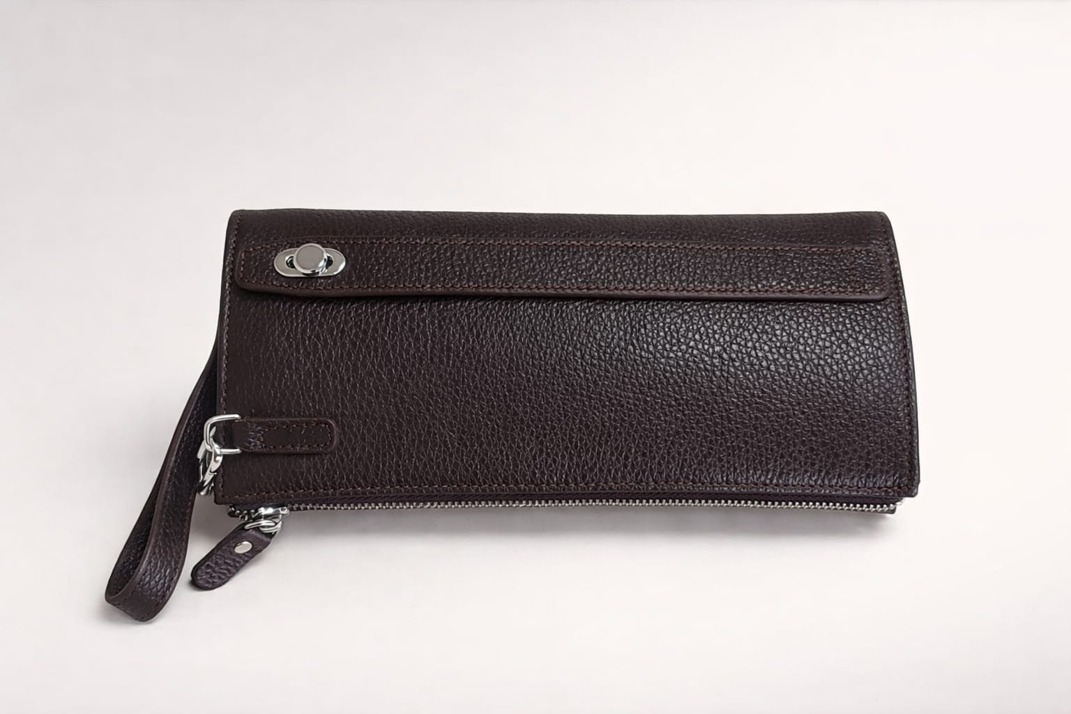 Мужской кошелёк Bond Non из натуральной кожи на молнии, тёмно-коричневый