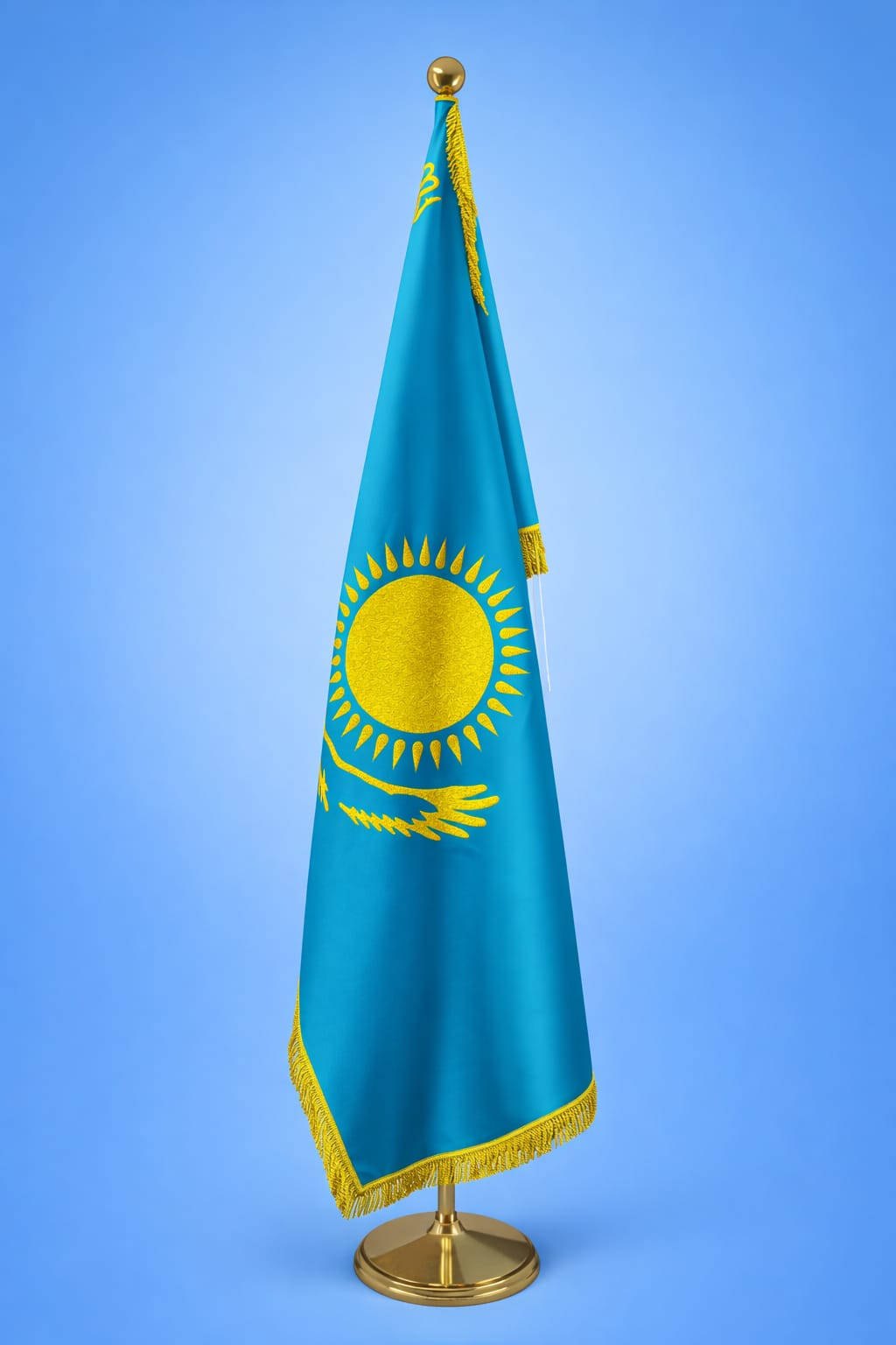 Флаг РК габардин 1х2 м, вышитый 