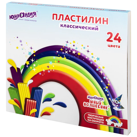 Пластилин классический ЮНЛАНДИЯ "ЮНЫЙ ВОЛШЕБНИК", 24 цвета, 480 г, СО СТЕКОМ, 106511 