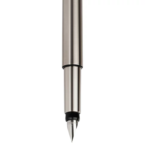 Ручка перьевая PARKER "Vector Stainless Steel", корпус серебристый, детали из нержавеющей стали, синяя, S0029690  