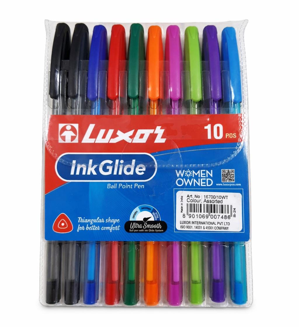 Шариковые ручки Luxor InkGlide (набор 10 шт., ассорти) 16700/10WT