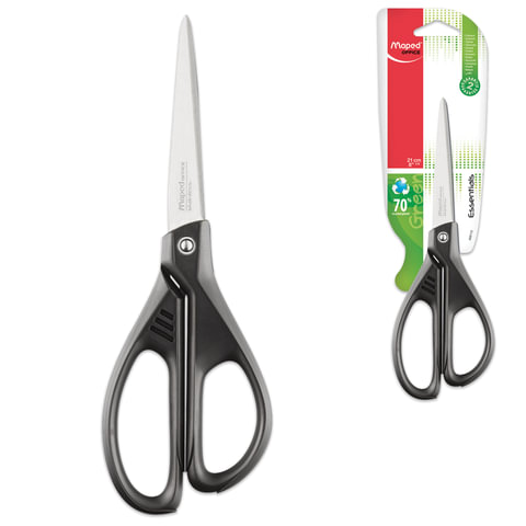 Ножницы MAPED (Франция) "Essentials Green", 210 мм, черные, 468110