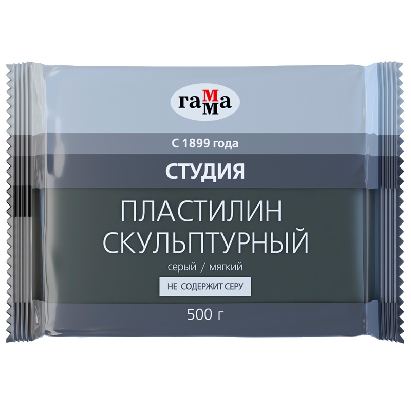 Пластилин скульптурный "Гамма" серый 500 гр. арт. 2.80.Е050.004.2