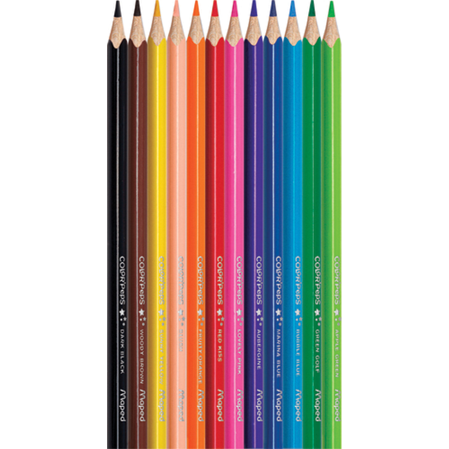 Карандаши цветные MAPED (Франция) "Color'Peps Star", 12 цветов, трехгранные, заточенные, европодвес, 183212