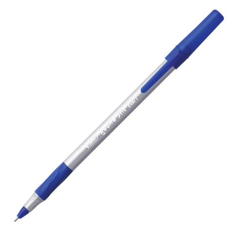 Ручка шариковая с грипом BIC "Round Stic Exact", СИНЯЯ, корпус серый, узел 0,7 мм, линия письма 0,28 мм, 918543 