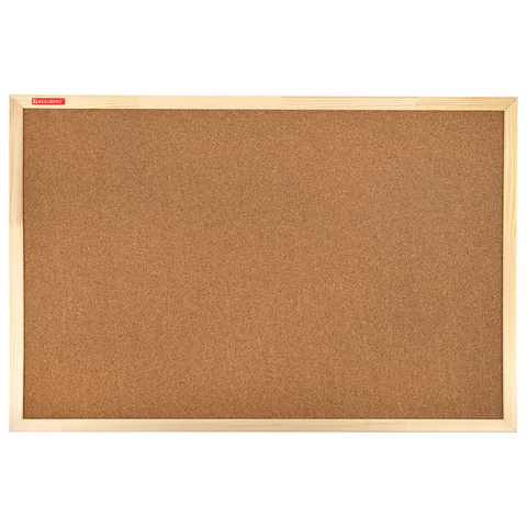 Доска пробковая для объявлений 60х90 см, деревянная рамка, BRAUBERG Wood, 238311