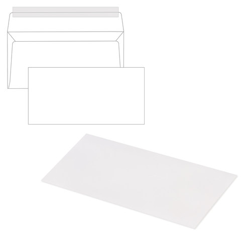 Конверты Е65 (110х220 мм), отрывная лента, 80 г/м2, 41623