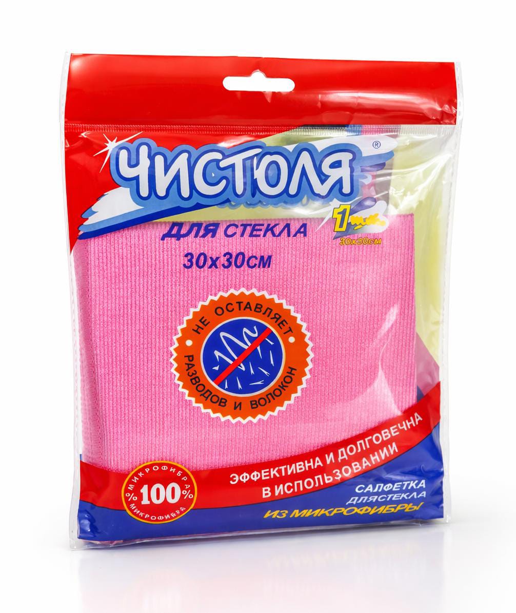 Салфетка из микрофибры для стекла «Чистюля», 30×30 см