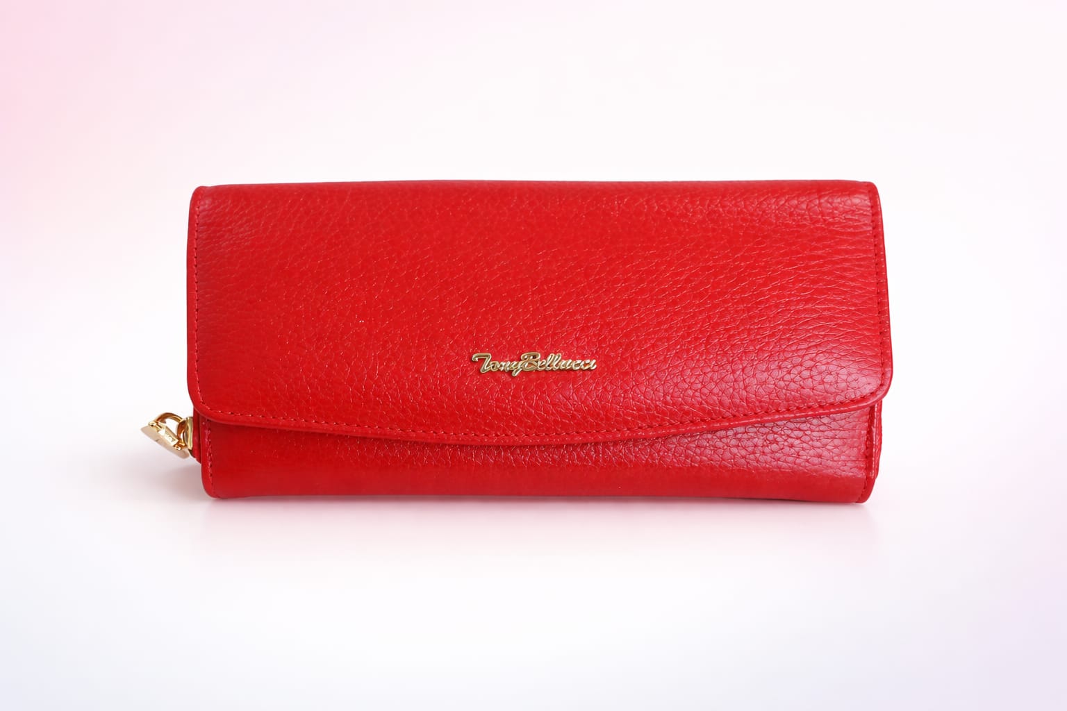 Элегантный красный кошелёк из натуральной кожи Tony Bellucci