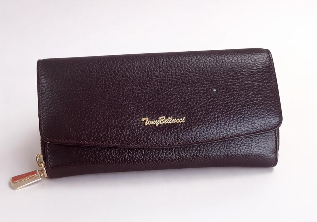 Женский кожаный кошелёк Tony Bellucci бордового цвета