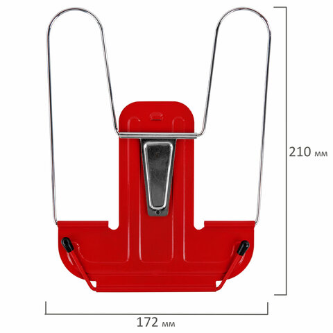 Подставка для книг и учебников BRAUBERG LINE+, металлическая, красная, европодвес, 238070
