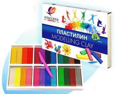 Пластилин 24цв. 480г Луч «Классика»Пластилин 24цв. 480г Луч «Классика» 28С 1642-08 со стекомсо стеком