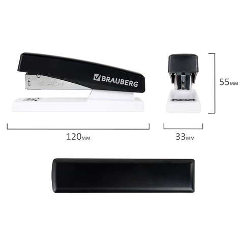 Степлер №24/6, 26/6 BRAUBERG "STYLE MAX", до 30 листов, черный, 272749