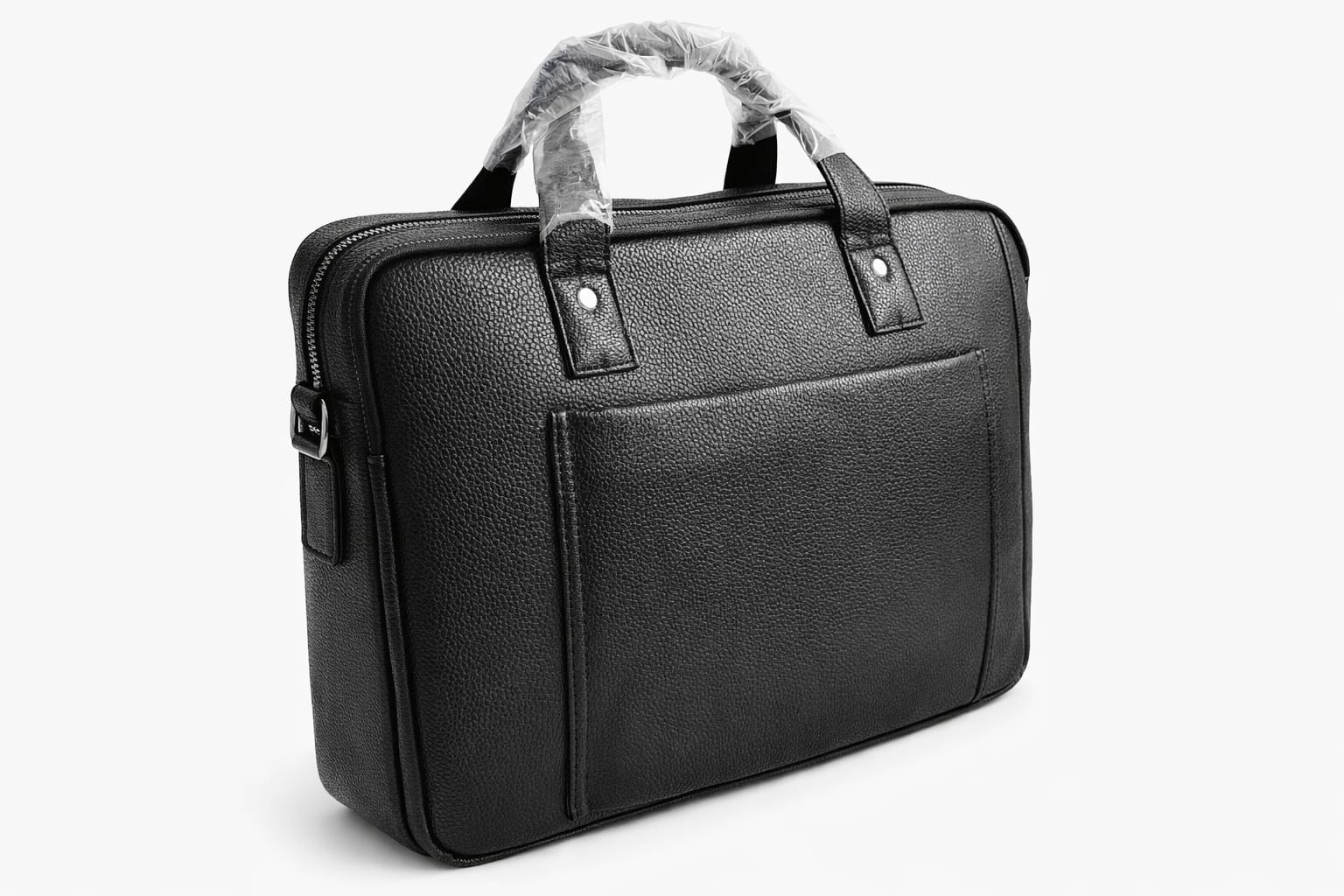 Деловая кожаная сумка Samsonite с ручкой, черного цвета  №10