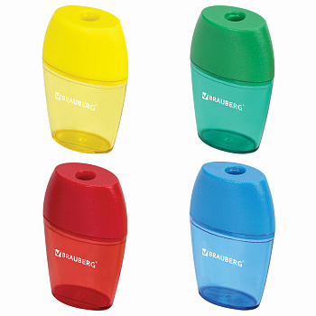 Точилка BRAUBERG "Diamond", с контейнером, овальная, в дисплее, ассорти, 222491, 1 шт.