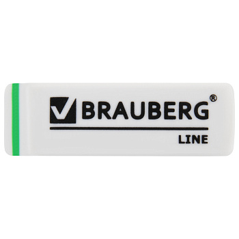 Ластик BRAUBERG "Line", 57х18х8 мм, белый, прямоугольный, скошенные края, 221036, 1 шт